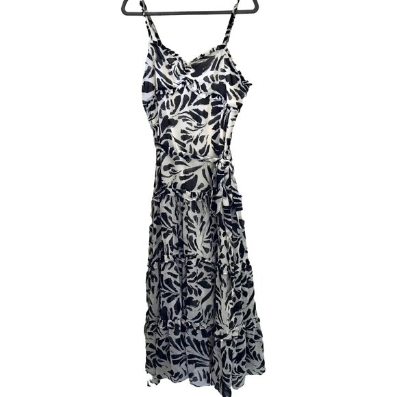 Alexis For Target Women's Black White Botanical Tiered Ruffle Maxi Dress. Size M - Picture 4 of 15